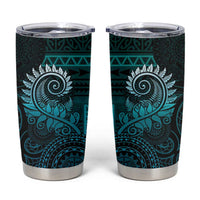New Zealand Maori Koru Fern Tumbler Cup Spiral Polynesian Style Aqua Gradient