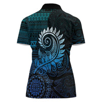 New Zealand Maori Koru Fern Women Polo Shirt Spiral Polynesian Style Aqua Gradient LT05 - Polynesian Pride