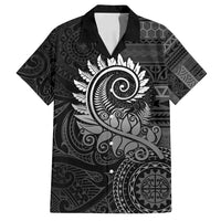 New Zealand Maori Koru Fern Family Matching Long Sleeve Bodycon Dress and Hawaiian Shirt Spiral Polynesian Style Gray LT05 Dad's Shirt - Short Sleeve Gray - Polynesian Pride