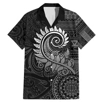 New Zealand Maori Koru Fern Family Matching Mermaid Dress and Hawaiian Shirt Spiral Polynesian Style Gray LT05 Dad's Shirt - Short Sleeve Gray - Polynesian Pride