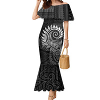 New Zealand Maori Koru Fern Mermaid Dress Spiral Polynesian Style Gray LT05 Women Gray - Polynesian Pride