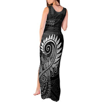 New Zealand Maori Koru Fern Tank Maxi Dress Spiral Polynesian Style Gray LT05 - Polynesian Pride