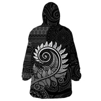 New Zealand Maori Koru Fern Wearable Blanket Hoodie Spiral Polynesian Style Gray
