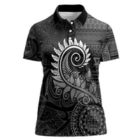 New Zealand Maori Koru Fern Women Polo Shirt Spiral Polynesian Style Gray LT05 Female Gray - Polynesian Pride