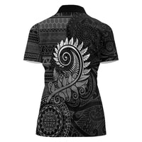 New Zealand Maori Koru Fern Women Polo Shirt Spiral Polynesian Style Gray LT05 - Polynesian Pride