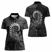 New Zealand Maori Koru Fern Women Polo Shirt Spiral Polynesian Style Gray LT05 - Polynesian Pride