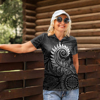 New Zealand Maori Koru Fern Women Polo Shirt Spiral Polynesian Style Gray LT05 - Polynesian Pride