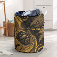 Personalised New Zealand Gold Darts Laundry Basket Maori Fern Curve Style