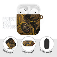 Personalised New Zealand Gold Darts AirPods Case Maori Fern Curve Style
