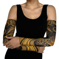 Personalised New Zealand Gold Darts Arm Sleeves Maori Fern Curve Style