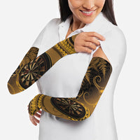 Personalised New Zealand Gold Darts Arm Sleeves Maori Fern Curve Style