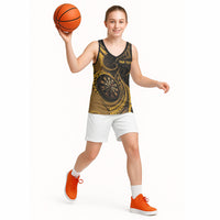 Personalised New Zealand Gold Darts Basketball Jersey Maori Fern Curve Style