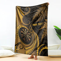 Personalised New Zealand Gold Darts Blanket Maori Fern Curve Style