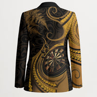 Personalised New Zealand Gold Darts Blazer Maori Fern Curve Style