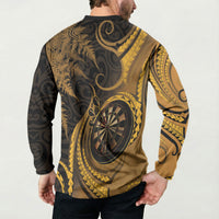 Personalised New Zealand Gold Darts Button Sweatshirt Maori Fern Curve Style