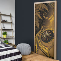 New Zealand Gold Darts Door Cover Maori Fern Curve Style