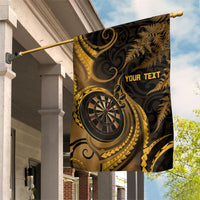 Personalised New Zealand Gold Darts Garden Flag Maori Fern Curve Style