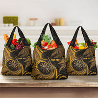 Personalised New Zealand Gold Darts Grocery Bag Maori Fern Curve Style