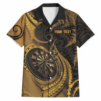 Personalised New Zealand Gold Darts Hawaiian Shirt Maori Fern Curve Style