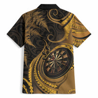 Personalised New Zealand Gold Darts Hawaiian Shirt Maori Fern Curve Style