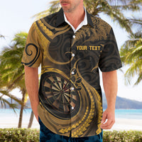 Personalised New Zealand Gold Darts Hawaiian Shirt Maori Fern Curve Style