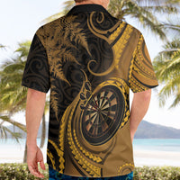 Personalised New Zealand Gold Darts Hawaiian Shirt Maori Fern Curve Style