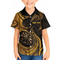 Personalised New Zealand Gold Darts Hawaiian Shirt Maori Fern Curve Style