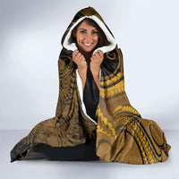 Personalised New Zealand Gold Darts Hooded Blanket Maori Fern Curve Style