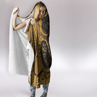 Personalised New Zealand Gold Darts Hooded Blanket Maori Fern Curve Style