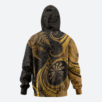 Personalised New Zealand Gold Darts Hoodie Maori Fern Curve Style