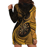 Personalised New Zealand Gold Darts Hoodie Dress Maori Fern Curve Style