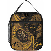 Personalised New Zealand Gold Darts Lunch Bag Maori Fern Curve Style