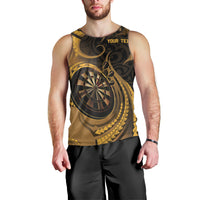 Personalised New Zealand Gold Darts Men Tank Top Maori Fern Curve Style