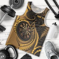 Personalised New Zealand Gold Darts Men Tank Top Maori Fern Curve Style