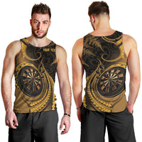 Personalised New Zealand Gold Darts Men Tank Top Maori Fern Curve Style