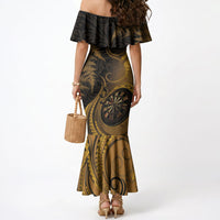 Personalised New Zealand Gold Darts Mermaid Dress Maori Fern Curve Style