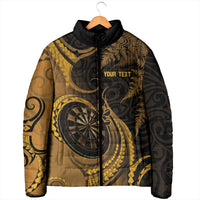 Personalised New Zealand Gold Darts Padded Jacket Maori Fern Curve Style
