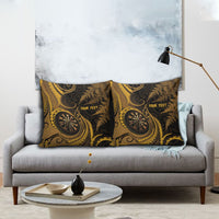 Personalised New Zealand Gold Darts Pillow Cover Maori Fern Curve Style
