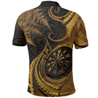 Personalised New Zealand Gold Darts Polo Shirt Maori Fern Curve Style