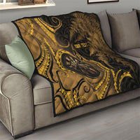 Personalised New Zealand Gold Darts Quilt Maori Fern Curve Style