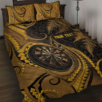 Personalised New Zealand Gold Darts Quilt Bed Set Maori Fern Curve Style