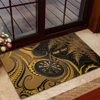 Personalised New Zealand Gold Darts Rubber Doormat Maori Fern Curve Style