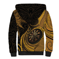 Personalised New Zealand Gold Darts Sherpa Hoodie Maori Fern Curve Style