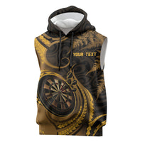 Personalised New Zealand Gold Darts Sleeveless Hoodie Maori Fern Curve Style
