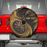 Personalised New Zealand Gold Darts Spare Tire Cover Maori Fern Curve Style