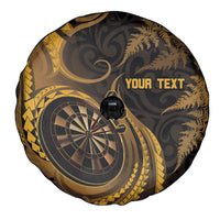 Personalised New Zealand Gold Darts Spare Tire Cover Maori Fern Curve Style
