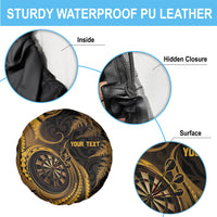Personalised New Zealand Gold Darts Spare Tire Cover Maori Fern Curve Style