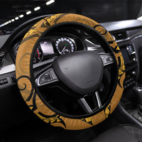 New Zealand Gold Darts Steering Wheel Cover Maori Fern Curve Style