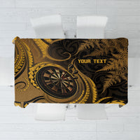 Personalised New Zealand Gold Darts Tablecloth Maori Fern Curve Style