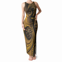 Personalised New Zealand Gold Darts Tank Maxi Dress Maori Fern Curve Style
